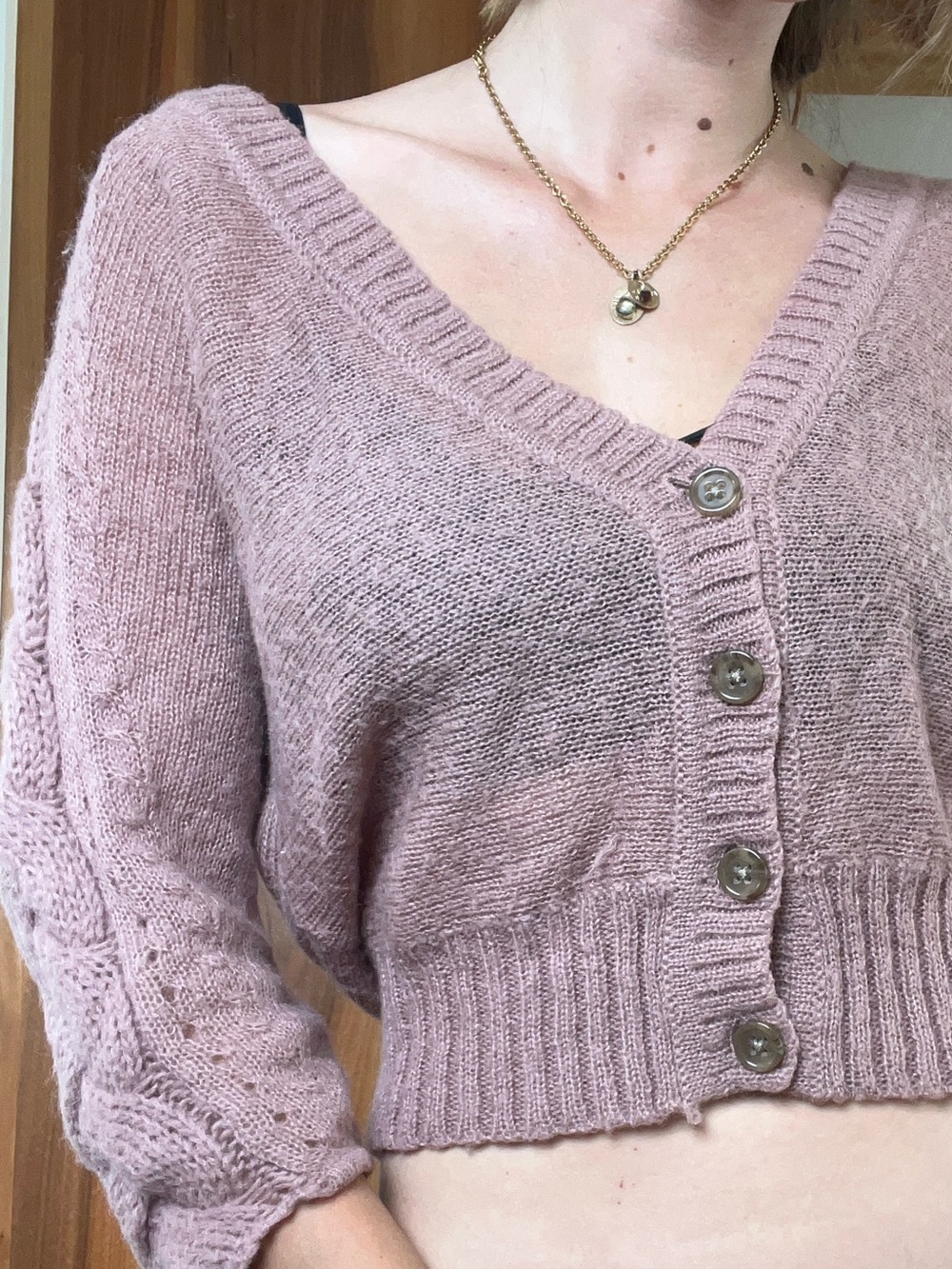 Banana Republic Cropped Button-Front Cardigan - Dusty Pink